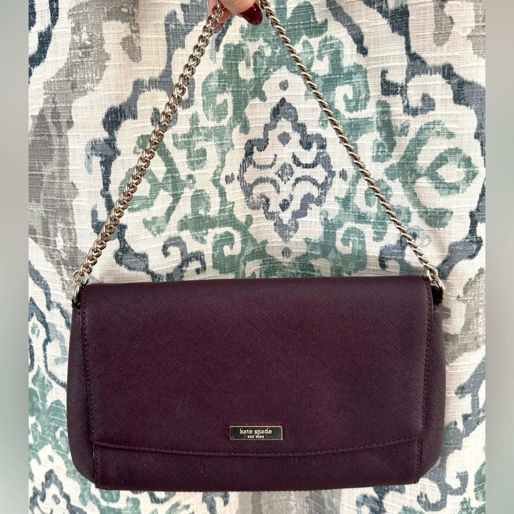 Kate Spade Greer Laurel Way Purple Crossbody Bag with Chain Short Strap